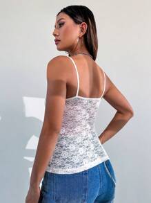 SHEIN Unity Women's Perspective Lace Camisole Top - White - View 2