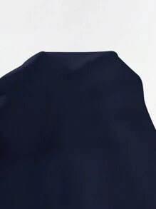 SHEIN EZwear 針織女士立領荷葉邊背心，適用於夏季 - 藏蓝色 - 查看 5