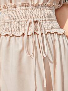 Seusyu Bộ áo và chân váy in hoa tay loe cho nữ 2 món - Màu be - Xem 7