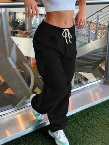 Flap Pocket Side Cargo Jeans - Black - View 3