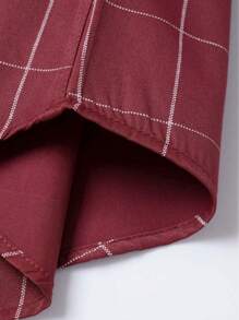 男士格紋印花襯衫 - 紅色 - 查看 4