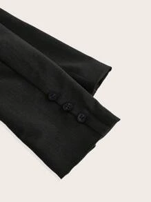 COSMINA Women'S Solid Color Button Front Lapel Collar Flip Detail Jacket In Fall/Winter - Black - View 3