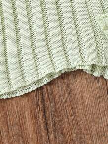 Young Boy Color Block Gingham Decorated Casual Sweater - Green - View 6