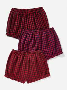 女士格紋印花睡衣褲,蝴蝶結裝飾 - 彩色 - 查看 2