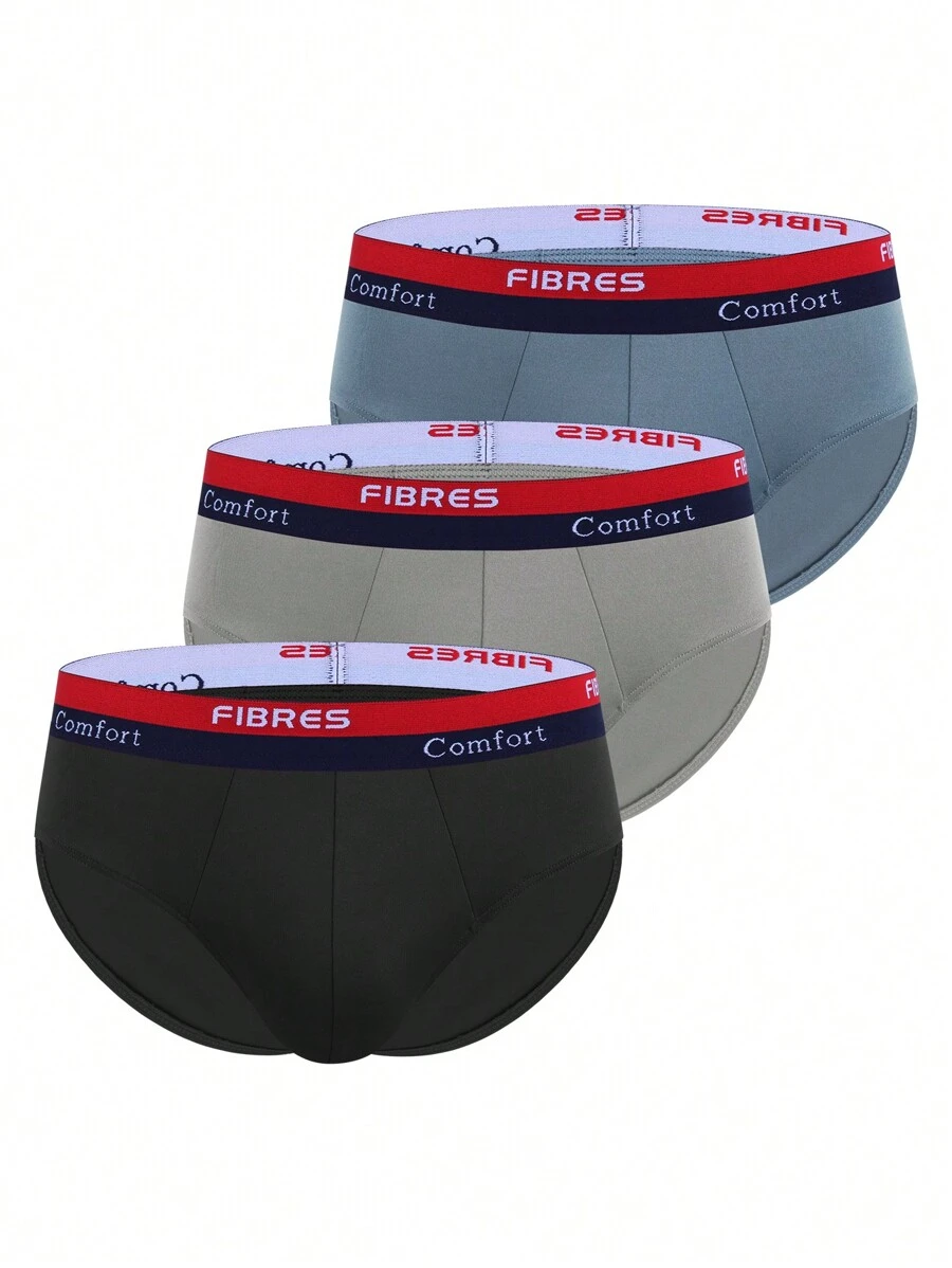 Men'S Letter Printed Triangle Underwear 3pcs/Set - Multicolor - View 1