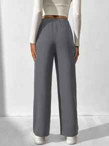 SHEIN Tall Women's Elastic Waist Pants - Grey - View 2