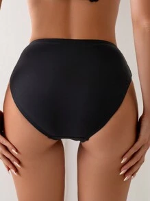 Swim Basics Summer Beach Ladies' Solid Color Pleated Bikini Bottom Carnival