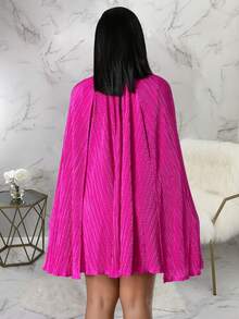 Của phụ nữ Màu thuần Áo choàng Tay áo Đầm - Màu Hồng Tươi - Xem 2