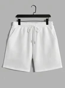 Manfinity Homme Nam Khăn quàng Ngắn tay Áo Và Quần short Dệt kim Giải trí 2 cái/bộ - trắng - Xem 10