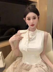 DAZY Women's Sleeveless Dress With Tie Neck, Birthday Prom Dress Sundress,Formal Women Dresses Elegant Women Dresses