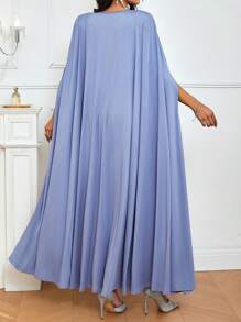 SHEIN Belle Solid Color Cape Sleeve Side Slit Bridesmaid Dress - Champagne - View 2