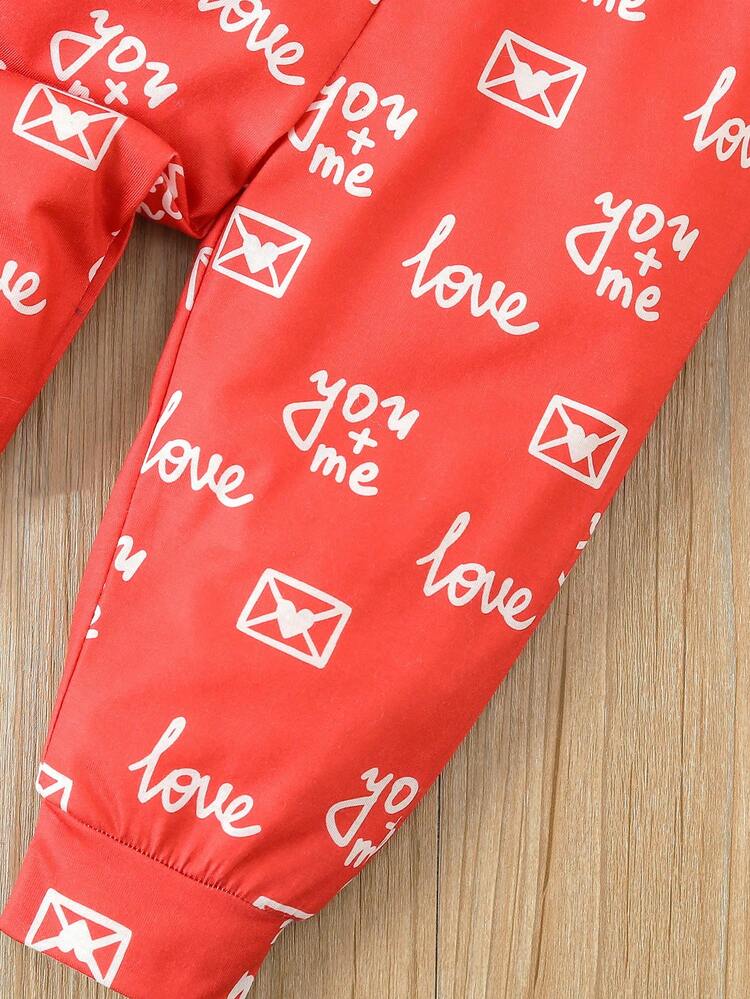Baby Boy Valentine'S Day Slogan Print Bodysuit With Pants Set