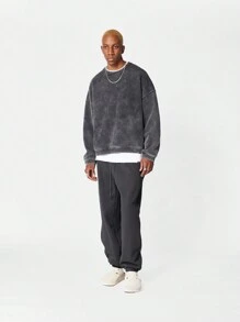 SUMWON 运动慢跑风格冬季运动裤宽松弹力袖口舒适羊毛裤家居服休闲健身裤 - 深灰色 - 查看 3