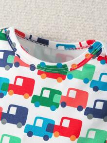 Đứa bé trai Dễ thương In Ô tô/xe hơi Mẫu Áo liền quần - Nhiều màu - Xem 3