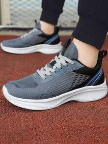 女款透氣網面輕便休閒跑步鞋,舒適柔軟鞋底 - 深灰色 - 查看 6