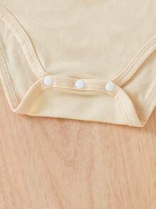 SHEIN Baby Girl Simple & Fashionable Pink Rabbit Printed Yellow Rabbit Printed Purple Striped 3pcs Short Sleeve Romper Pajamas - Multicolor - View 8