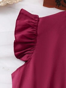 Tween Girls' Short Cap Sleeve Round Neck Jumpsuit - Rose Red - View 5