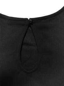 Solid Belted Flare Leg Jumpsuit - Black - View 5