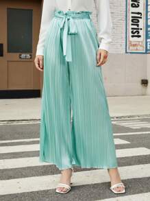GENKIRA Women'S Regular Fit Pleated High Waisted Pants Fall Cloth For Women - Green - View 6