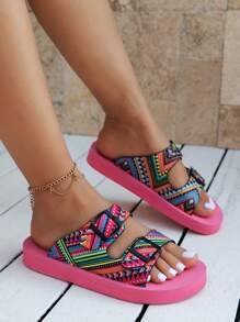 Women'S Flat Sandals Eva Slip-On Slippers With Buckle Strap For Summer Beachwear, Cross-Border Fashion Shoes - Pink - View 2