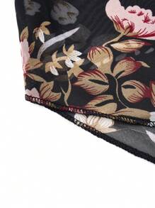 EMERY ROSE Women's Floral Printed Batwing Sleeve See-Through Shirt - Black - View 5