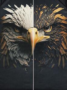 Manfinity LEGND 男士老鷹印花t恤 - 黑色 - 查看 4