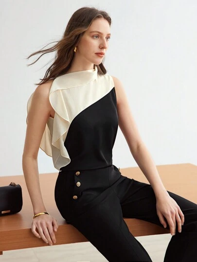 MOTF PREMIUM 編織女士配撒蕾邊襯衫