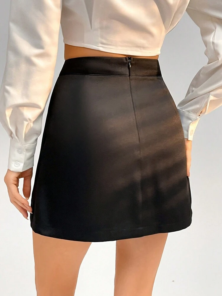 Sparkly Rhinestone Decor Asymmetrical Slit Skirt