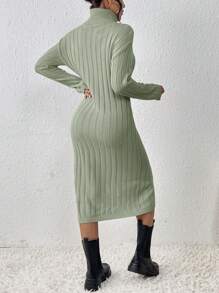 SHEIN Frenchy 女式開衩下擺高領毛衣洋裝