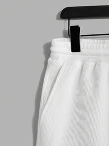 Manfinity Homme Nam Khăn quàng Ngắn tay Áo Và Quần short Dệt kim Giải trí 2 cái/bộ - trắng - Xem 8