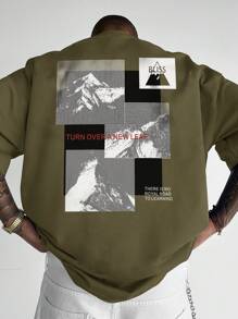 Manfinity LEGND Áo thun & Áo lót Nam Lá thư Đường phố - xanh quân đội - Xem 1