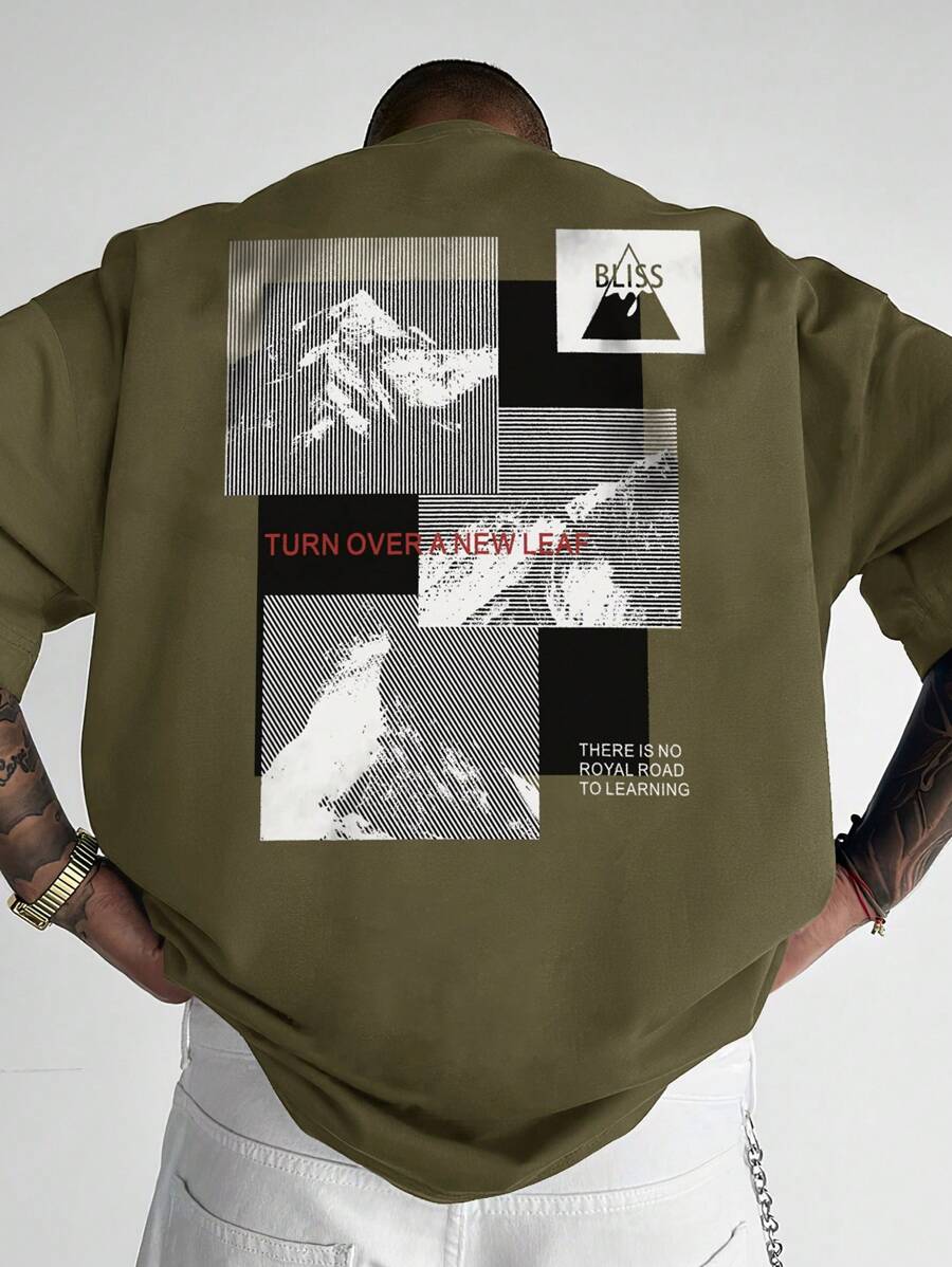 Manfinity LEGND Áo thun & Áo lót Nam Lá thư Đường phố - xanh quân đội - Xem 1