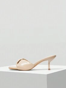 MOTF PREMIUM SQUARE TOE STILETTO HEELS SIMPLE DAILY WOMEN'S SANDALS - Apricot - View 1