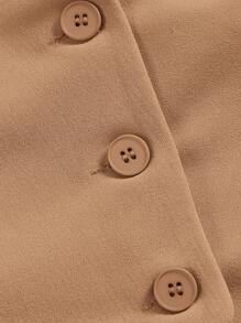 SHEIN MOD Ladies' Single-Breasted Vest And Trousers Set Khaki Color