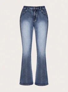 SHEIN MOD Women's Flared Jeans - Medium Wash - View 5