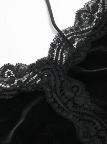 DAZY 女款拼接蕾絲背心褲寬褲套裝 - 黑色 - 查看 9