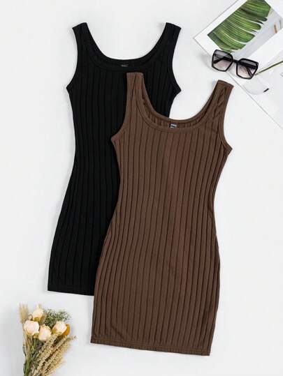 Multicolor Knit Bodycon Women'S Dress