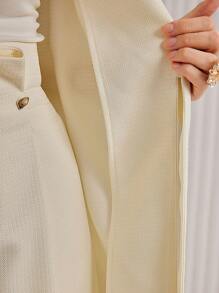 Modelyn Của phụ nữ Cổ áo không bâu Độn vai Áo vest Áo khoác - Màu be - Xem 8