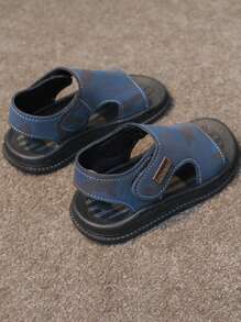 1 Par De Sandalias Planas De Moda Para Niños, Simples Y Modernas - Azul - Ver 2