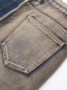 Zweifarbig verwaschene Slim-Fit Jeans für Jungs im Teenageralter