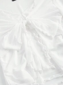 SHEIN MOD 女士蝴蝶結細節波浪袖春假t恤 - 白色 - 查看 3