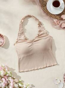 SHEIN Women'S Four Seasons Basic Halter Neck Top - Brown - View 1