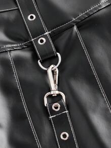 SHEIN ICON Khối màu Chân Váy xếp ly Với Chi tiết draped - Đen và trắng - Xem 10