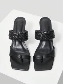 MOTF PREMIUM Sandali Tacco Alto Quotidiani Con Tacco A Stiletto E Punta Quadrata, Versatili Per Donne - nero - Visualizzare 7