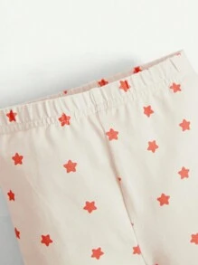 Baby Mädchen kuschelige Pyjama-Set, Cartoon bedruckter farbversetzter Rundhalsausschnitt Pullover-Top mit Fußhose, 4 teile/Set