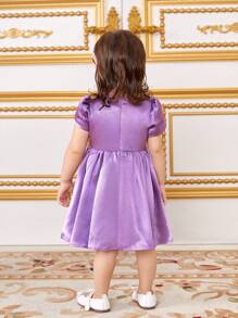 SHEIN Baby Girl Gorgeous Purple Floral Pattern Short Sleeve Dress