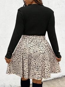 SHEIN Frenchy 女款大尺碼花卉印花束帶連身裙 - 黑色 - 查看 2