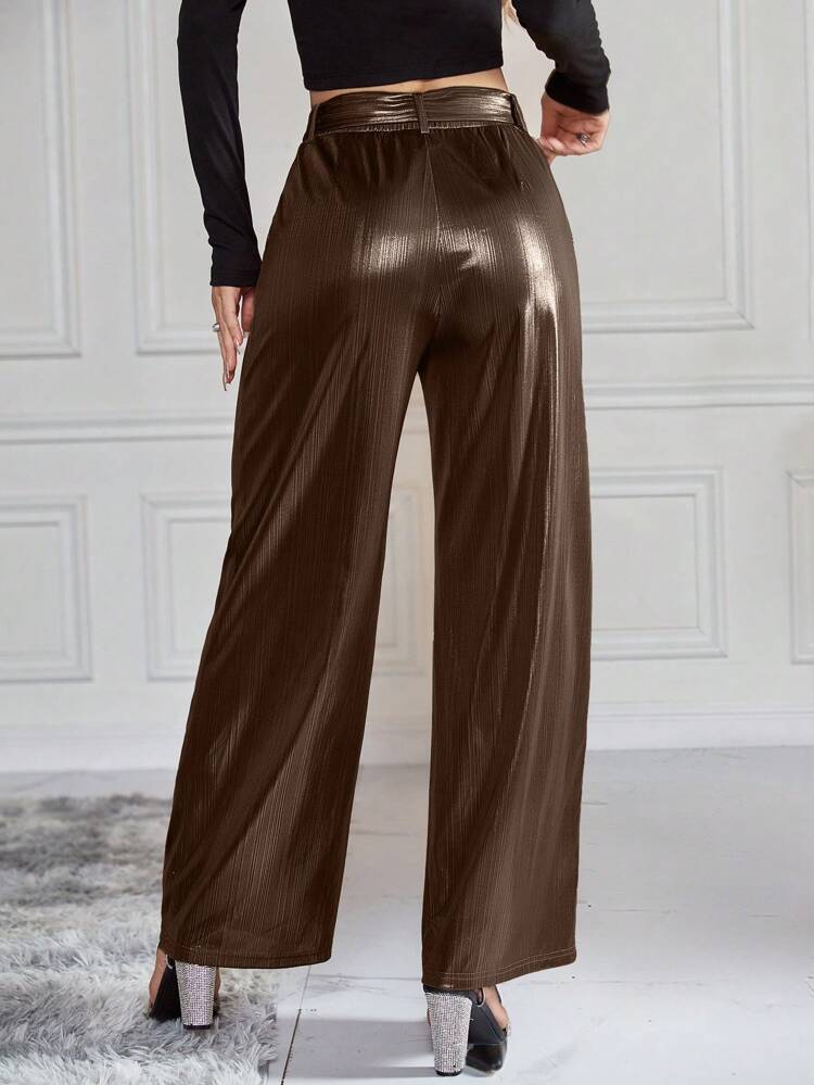 Women's Plain Metallic Textured Pants