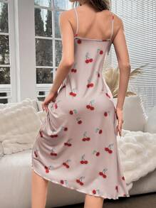 Váy ngủ có dây đeo spaghetti in hình anh đào Váy ngủ Pajama - Nhiều màu - Xem 2