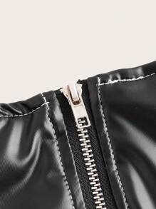 SHEIN ICON Khối màu Chân Váy xếp ly Với Chi tiết draped - Đen và trắng - Xem 9